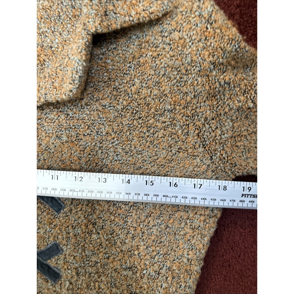 HWR Anthropologie Brown Orange Wool Boucle Blazer Sweater Blue Velvet Trim Sz M - Picture 6 of 7